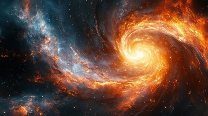 Leinwandbilder - Swirling cosmic vortex filled with fiery colors, showcasing the beauty of the universe and celestial formations in deep space