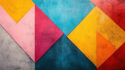 Aufkleber - Brightly colored wall at a modern building showcasing blue, yellow, and red hues under a clear blue sky during mid-day