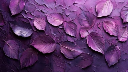 Aufkleber - Colorful arrangement of purple leaves creating a textured background in an artistic display highlighting artistry and hues of nature