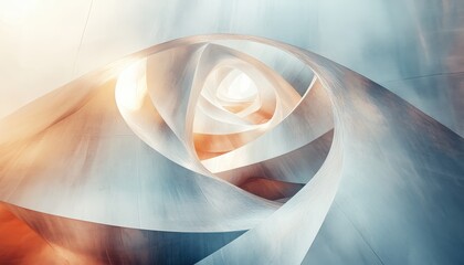 Poster - Geometric abstract structure with overlapping shapes and shades of blue in a modern architectural setting