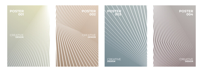 Fototapete - Set of abstract posters with white lines for creative graphic design. Minimalist cover templates. Vector illustration.