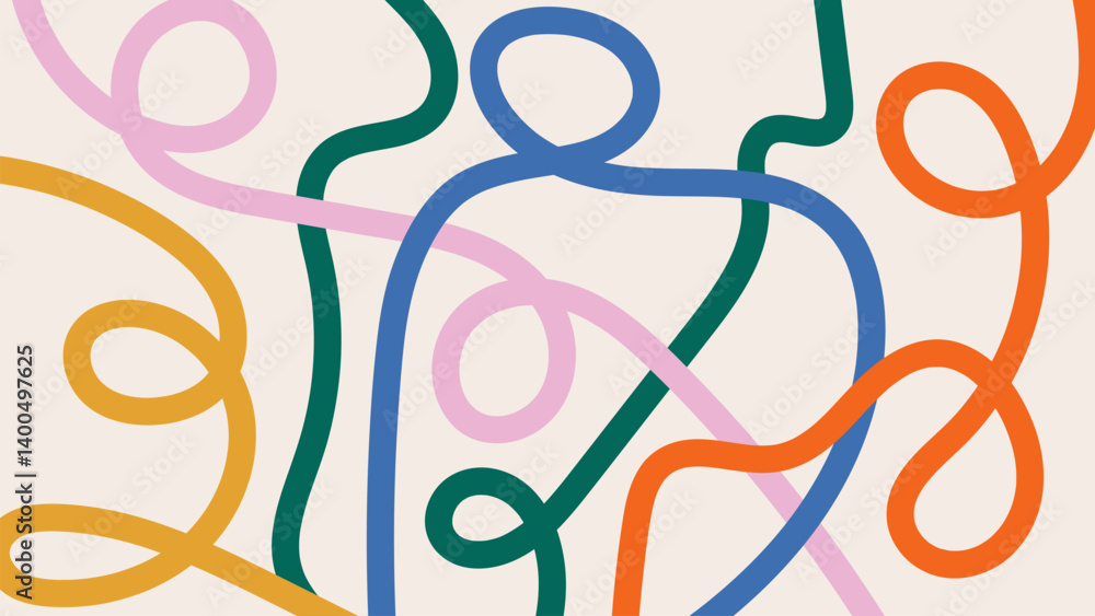 Fun abstract background with colorful bold lines. Childish naive design ...