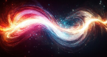 Glowing Lines and Binary Code in Dark Background with Infinity Symbol Concept of Information Flow