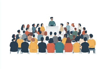 Poster - Audience seated in a conference room attentively listening to a speaker during a corporate training session in the afternoon hours