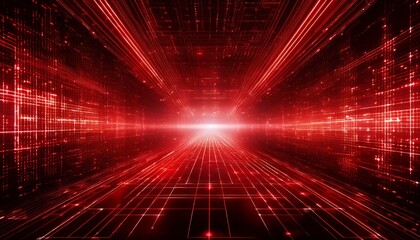 abstract red matrix background digital tech display computer cyberspace graphic futuristic network communication connection modern information design texture light code grid mesh science art