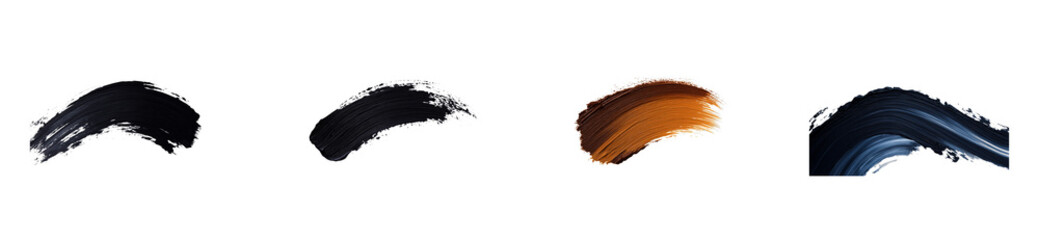 Wall Mural - brush strokes in black, brown, and blue on a transparent background