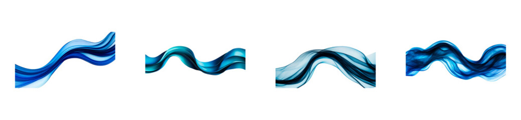 Wall Mural - abstract blue wave patterns with transparent background for design use