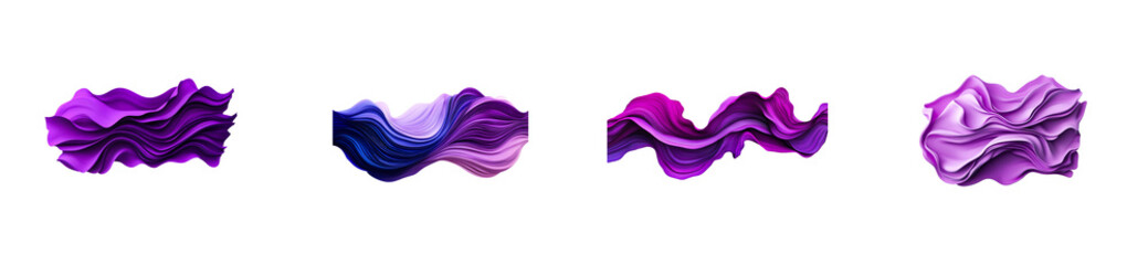 Wall Mural - colorful waves of purple tones on a transparent background