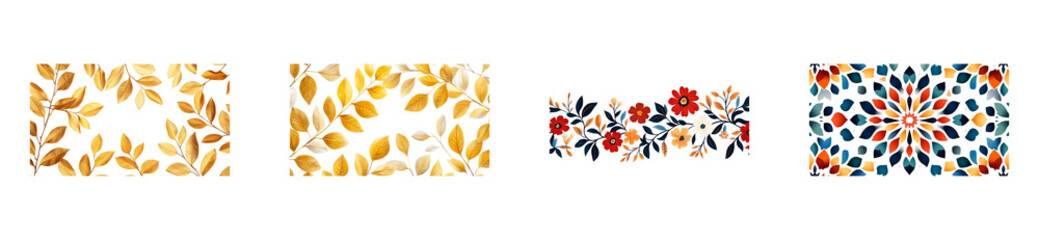 Wall Mural - colorful floral patterns with transparent background for design use