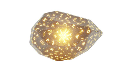 Poster - a beautifully intricate decorative lamp featuring unique patterns of symbolic characters emitting a 