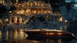 © mochalfin - Coastal Italian villa, night yacht, cliffside, luxury real estate marketing