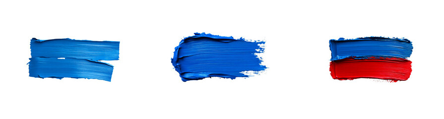 Wall Mural - texture of blue and red paint strokes on a transparent background