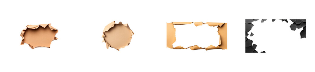 Wall Mural - torn paper pieces with transparent background for design elements