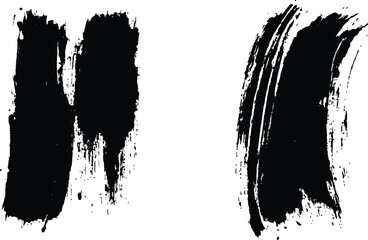 Leinwandbilder - Isolated collection of abstract black paint splashes and brush stroke white background. Collection of black paint. Spray paint elements, brush stroke, black splashes set. 