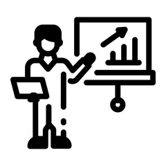 Wall Mural - A student presenting in class, linear style icon 
