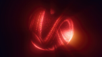 Wall Mural - a glowing red abstract shape with swirling patterns, emitting an intense light in a dark background,