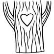 © Azizul - Line Art of Carved Heart on Rustic Tree Texture