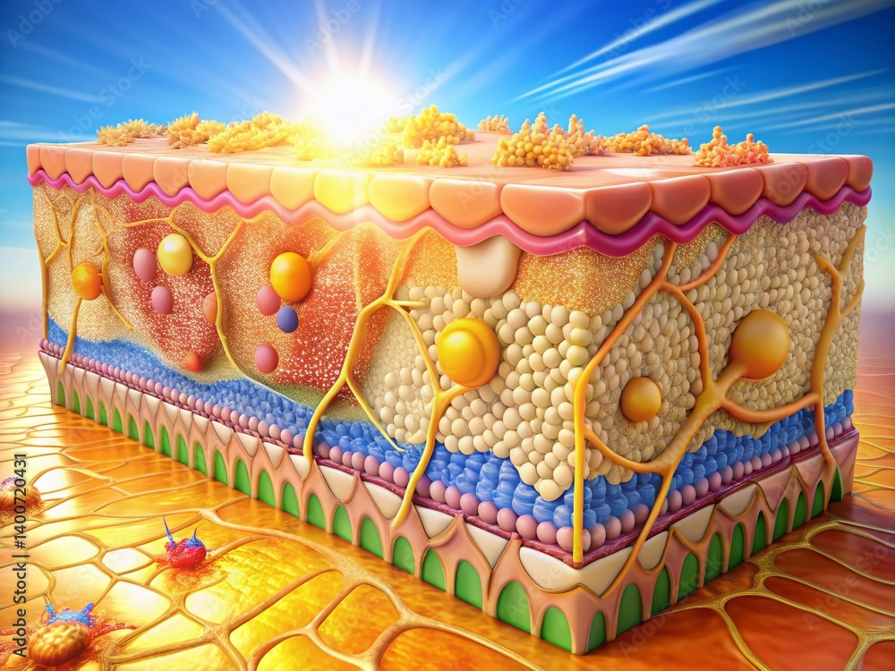 3D Skin Cross-Section: Vitamin D Synthesis via UVB Radiation Stock ...