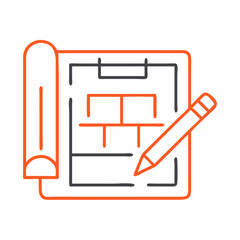 Leinwandbilder - Construction Blueprint with Pencil Icon Representing Architectural Design and Planning