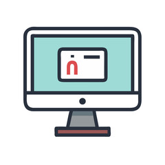 Aufkleber - Desktop Computer Monitor Icon Representing Screen Display and Computing