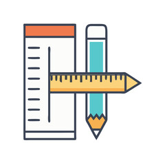 Leinwandbilder - Pencil and Ruler Icon Representing Design Tools and Measurement Instruments