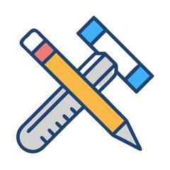 Aufkleber - Pencil and Hammer Icon Representing Drafting, Construction Planning, and Design Development