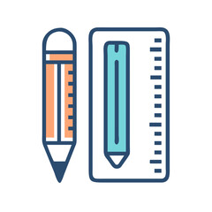 Leinwandbilder - Pencil and Ruler Icon Representing Design Tools and Measurement Instruments