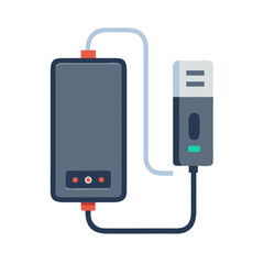 Poster - Power Bank Charger Icon with USB Cable Representing Portable Charging and Power Supply