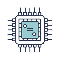 Poster - Processor Chip with Circuit Icon Representing Computer Hardware and Data Processing Unit