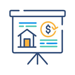 Fototapete - Real Estate Investment Presentation Icon Representing Property Finance and Business Strategy