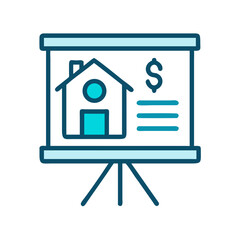 Poster - Real Estate Investment Presentation Icon Representing Property Finance and Business Strategy