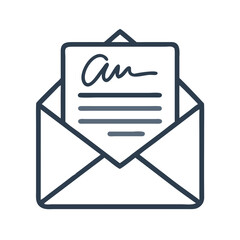 Fototapete - Signed Letter in Envelope Icon Representing Official Mail and Document Communication