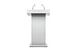© Azam - Modern Wooden and Metal Lectern with Dual Microphones for Presentations.
