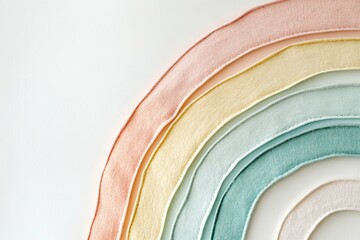 Fototapete - Pastel rainbow design featuring neutral arcs with felt texture in a minimal aesthetic on a clean background