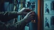 © aubriella - Electrician testing a circuit breaker in a residential home. Featuring technical expertise and precision