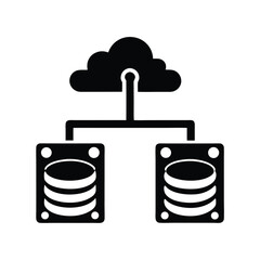 Database Server Icon Vector, Data Storage System with Transparent Background