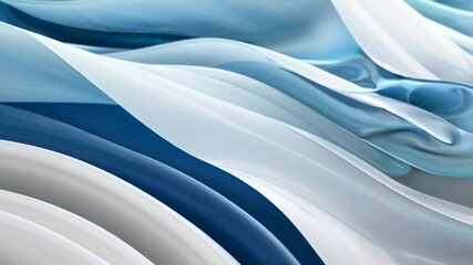 Wall Mural - Abstract video concept with flowing blue and white waves. Aerial angle captures smooth, fluid motion, evoking a serene, dynamic style. Live desktop wallpaper.