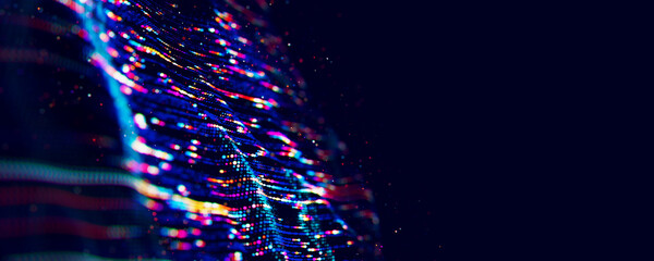 Wall Mural - abstract big data digital stream waves. information flow concept. llm learning process, ai technolog