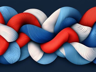 Dynamic abstract 3D illustration featuring undulating striped elements
