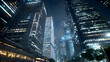 © Parsudi - Night Cityscape with Illuminated High-Rise Buildings