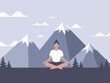 © Dionysius - Serene Yoga Meditation: Woman in Lotus Pose against Mountain Landscape