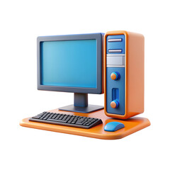 Wall Mural - Desktop computer 3d rendering isolated on transparent background. Cartoon plastic style icon