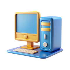 Wall Mural - Desktop computer 3d rendering isolated on transparent background. Cartoon plastic style icon