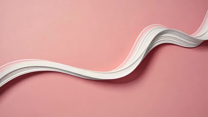 Wall Mural - abstract paper ribbon, elegant, white wave shape on a pink background, for modern graphic design or 