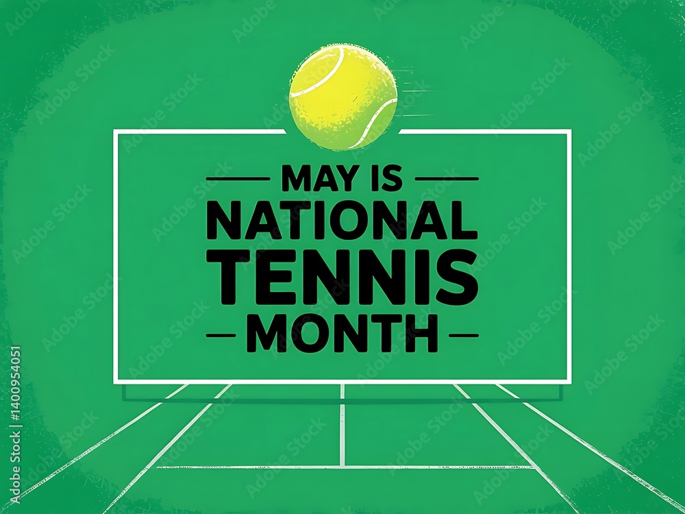 Celebrate National Tennis Month: A vibrant green tennis court with a ...