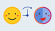 © Justlight - Clock Face A clock face with happy and sad emojis at different hours showing how emotions change over time but always come back to the same hour reflecting the baseline happiness