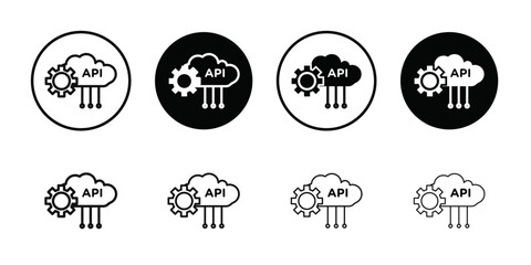 cloud api icon vector flat thin line illustration