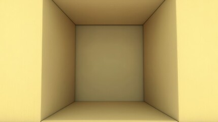 Aufkleber - Large, empty box with a white background and a yellow box. The box is made of wood and has a simple design. It is a plain, unadorned box with no decorations or embellishments