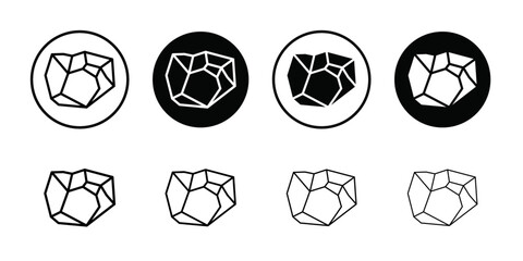 Rock stone crystal icon Vector flat thin line illustration