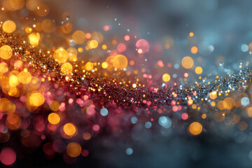 Wall Mural - abstract glowing circles with blurred festive lights
